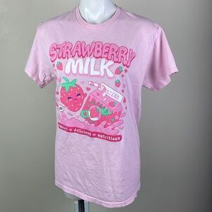 Strawberry Milk Sweet Delicious Nutritious Pink T-Shirt Kawaii